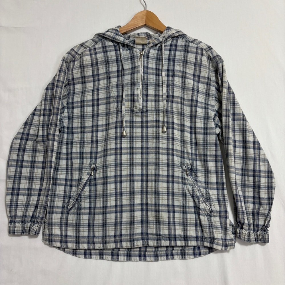 Vtg B Moss‎ Pullover Lightweight Jacket Womens S Plaid Y2K Grunge Costal Skater